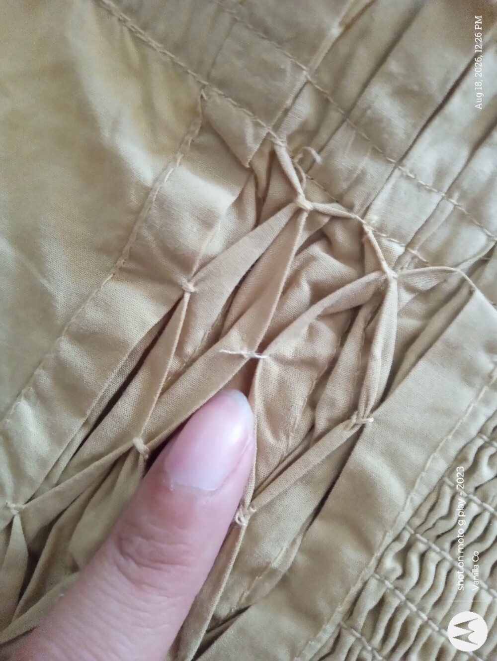 Anthropologie Strapless Hand-Smocked Corset Top Khaki Large - Picture 13 of 16